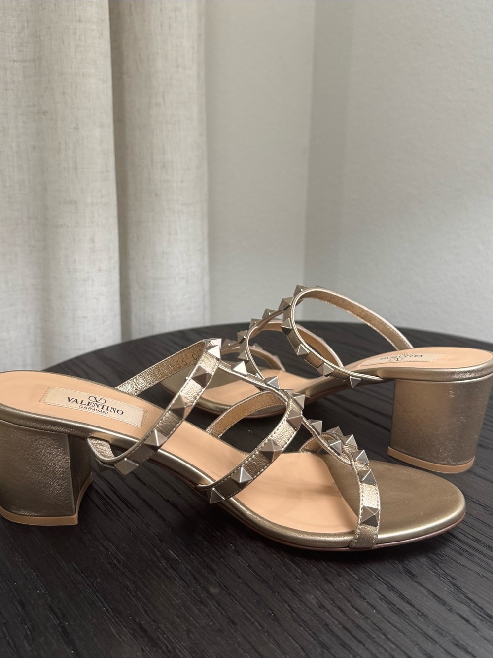 Valentino Garavani Rockstud Caged Slide Sandal Mules Gold 38.5 - Picture 7 of 10